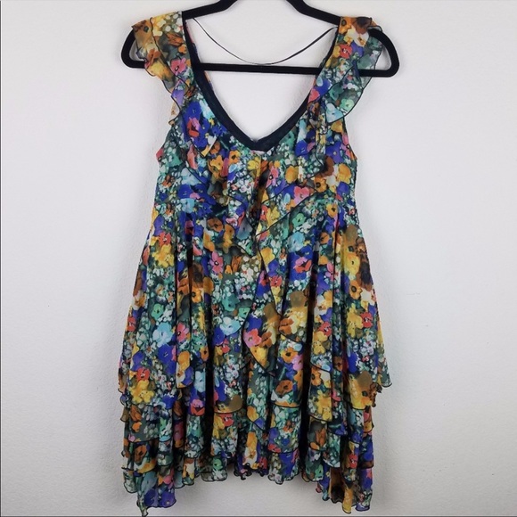H&M Garden Collection Mini Ruffled Dress Size 8 - Picture 2 of 7